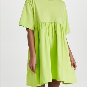 CYNTHIA ROWLEY Cotton Bree T-Shirt Dress Neon Yellow Green